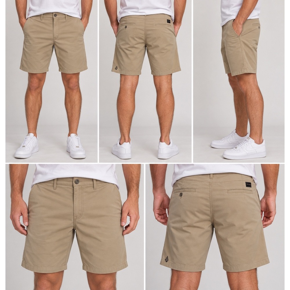 Volcom Men's 32 Tan Surf & Turf Hybrid Shorts Skate Surf Y2K